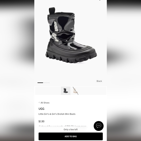 UGG Brellah Mini Boots girls size 3 black waterproof - Picture 7 of 8